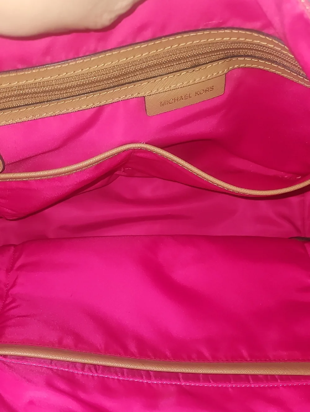 Michael Kors Hot Pink Tote with Tan Handles